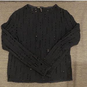 Maje black holey wool sweater size 1 (xs)